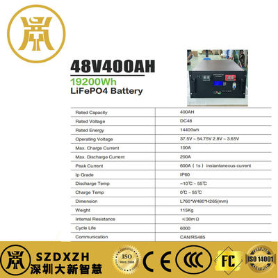 Rack Mount Lifepo4 Batteria di stoccaggio 400Ah Batteria di stoccaggio per la casa